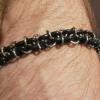 Black Rubber Oring bracelet with gunmetal colored metal rings.  Two row.